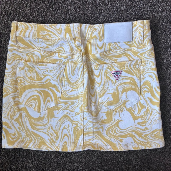 Women's Guess X J Balvin Yellow and White Denim Mini Skirt, Size Medium - Picture 3 of 4
